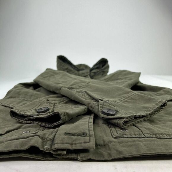 Levi's Women's Hooded Jacket Size Small Army Green Cotton Button Front Jacket - Picture 8 of 14